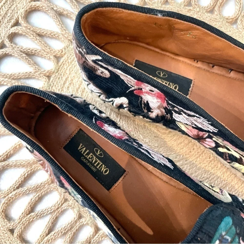 Valentino Garavani Butterfly-Embroidered Fabric Espadrilles in Black/Multi EU 36